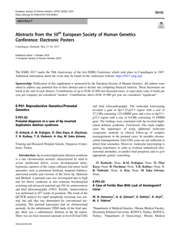 Abstracts from the 50Th European Society of Human Genetics Conference: Electronic Posters