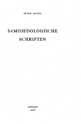 Samojedologische Schriften