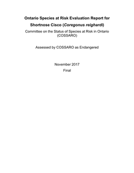 COSSARO Candidate V, T, E Species Evaluation Form