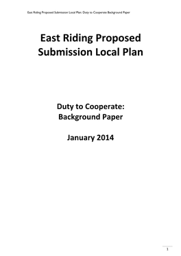 East Riding Proposed Submission Local Plan: Duty to Cooperate Background Paper