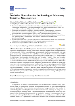 Predictive Biomarkers for the Ranking of Pulmonary Toxicity of Nanomaterials