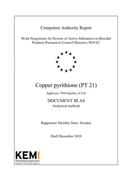 Copper Pyrithione (PT 21)