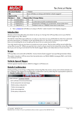 CTN0003 Basic GPS Beacon Setup with Motec's Dash Loggers