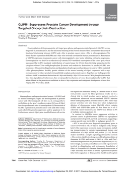 GLIPR1 Suppresses Prostate Cancer Development Through Targeted Oncoprotein Destruction