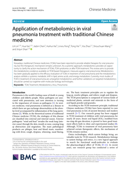 Application of Metabolomics in Viral Pneumonia