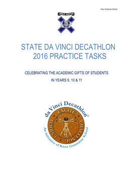 State Da Vinci Decathlon 2016 Practice Tasks