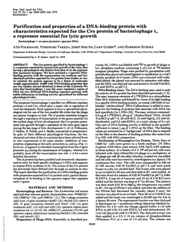 Purification and Propertiesof a DNA-Binding Protein With