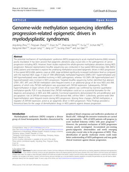 Genome-Wide Methylation Sequencing Identifies Progression