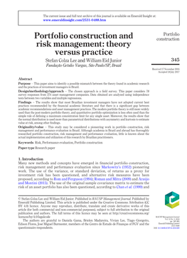 Portfolio Construction and Risk Management: Theory Versus Practice