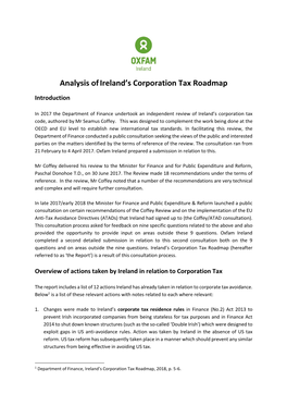 Analysis Ofireland's Corporation Tax Roadmap