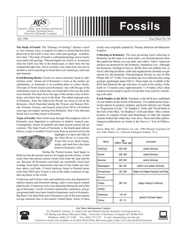 The Study of Fossils: the “Glossary of Geology” Defines a Fossil As “Any