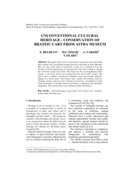 Unconventional Cultural Heritage - Conservation of Brateiu Cart from Astra Museum