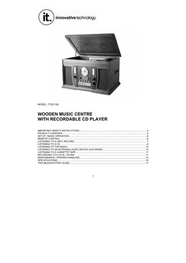 Wooden Music Centre with Recordable Cd Player