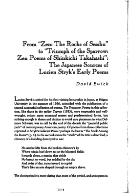 Ifroim Zens I Jae Rocks of Sessw to Xrimniplii ©If Rae Sparrows Zen Poems of Siainkicli Xakawski S Tlae Japanese Sources of Lmcien Sfoyk S Early Poenis