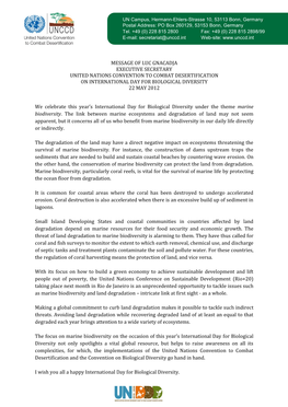 Message of Luc Gnacadja Executive Secretary United Nations Convention to Combat Desertification on International Day for Biological Diversity 22 May 2012