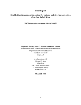 Establishing the Geomorphic Context for Wetland and Riverine Restoration of the San Rafael River