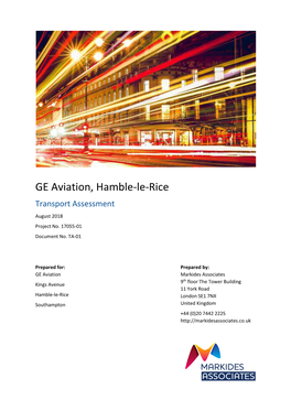 GE Aviation, Hamble-Le-Rice Transport Assessment August 2018 Project No