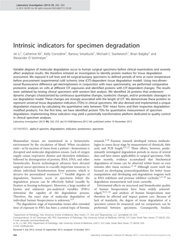 Intrinsic Indicators for Specimen Degradation