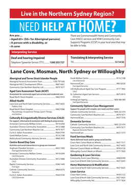 NEEDHELP ATHOME? Lane Cove, Mosman