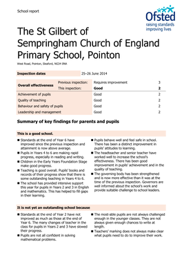 The St Gilbert of Sempringham Church of England Primary School, Pointon West Road, Pointon, Sleaford, NG34 0NA