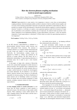 How the Electron-Phonon Coupling Mechanism Work in Metal Superconductor