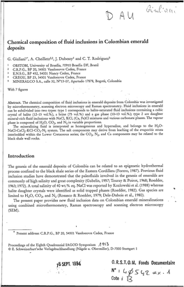 Chemical Composition of Fluid Inclusions in Colombian Emerald Deposits