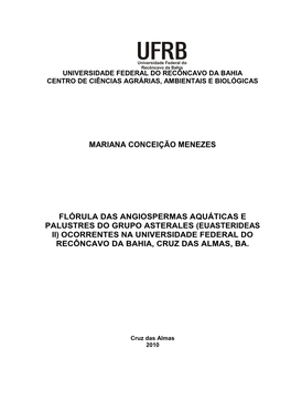 Mariana Conceição Menezes Flórula Das Angiospermas