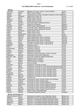 Page 1 the COBISS 2009 Conference - List of Participants 12.11.2009