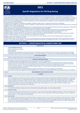 FIA Technical Regulations for Drag Racing