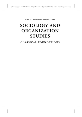 Sociology and Organization Studies