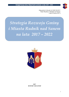Strategia Rozwoju Gminy I Miasta Rudnik Nad Sanem Na Lata 2017 – 2022