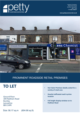 TO LET • Hair Salon Premises Ideally Suited for a Variety of Retail Uses