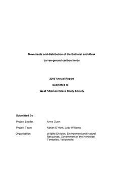 Movements and Distribution of the Bathurst and Ahiak Barren-Ground