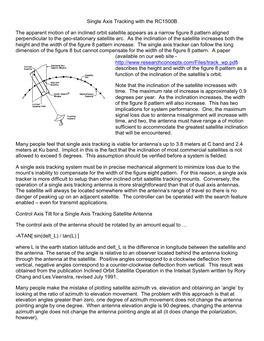 Single Axis Tracking with the RC1500B the Apparent Motion Of