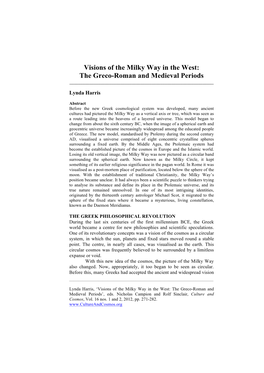 Visions of the Milky Way in the West: the Greco-Roman and Medieval Periods ______