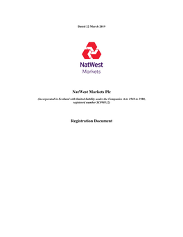 Natwest Markets Plc Registration Document