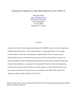 Explaining the Appearance of Open-Mouth Operations in the 1990S U.S