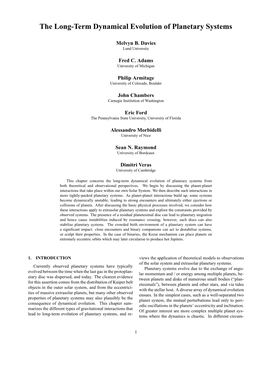 The Long-Term Dynamical Evolution of Planetary Systems