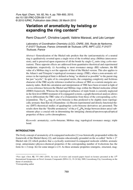 Variation of Aromaticity by Twisting Or Expanding the Ring Content*