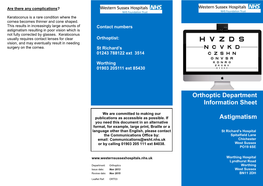 Orthoptic Department Information Sheet