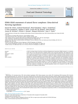 FEMA GRAS Assessment of Natural Flavor Complexes Citrus-Derived