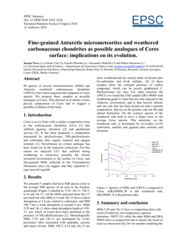 Fine-Grained Antarctic Micrometeorites and Weathered Carbonaceous Chondrites As Possible Analogues of Ceres Surface: Implications on Its Evolution