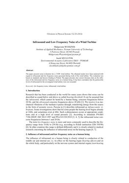 Infrasound and Low Frequency Noise of a Wind Turbine