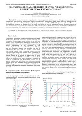 Comparison of Characteristics of Spark Plug Engines Fsi, Tsi/Tfsi Type of Volkswagen Company