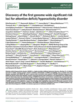 Discovery of the First Genome-Wide Significant Risk Loci for Attention Deficit/Hyperactivity Disorder