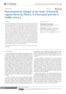Physicochemical Changes of the Water of Alvarado Lagoon, Veracruz, Mexico in Interrupted Periods in Middle Century