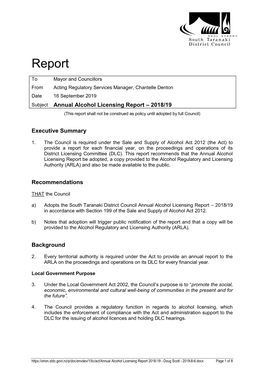 2018/19 Annual Liquor Licensing Report