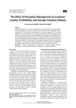 The Effect of Perception Management on Customer Loyalty, Profitability, and Average Company Lifespan