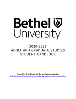 2020-2021 Adult and Graduate Studies Student Handbook