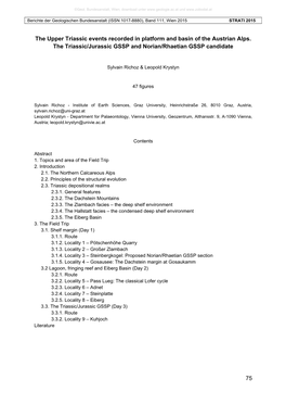 75 the Upper Triassic Events Recorded in Platform and Basin of the Austrian Alps. the Triassic/Jurassic GSSP and Norian/Rhaetian
